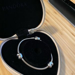 Pandora Heart Clasp Bracelet & Two Heart Clips